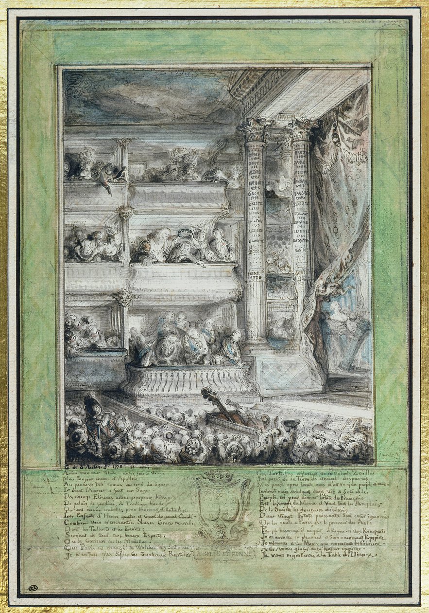Voltaire megkoronázása a Theatre Francais-ban alkotó: Gabriel de Saint Aubin