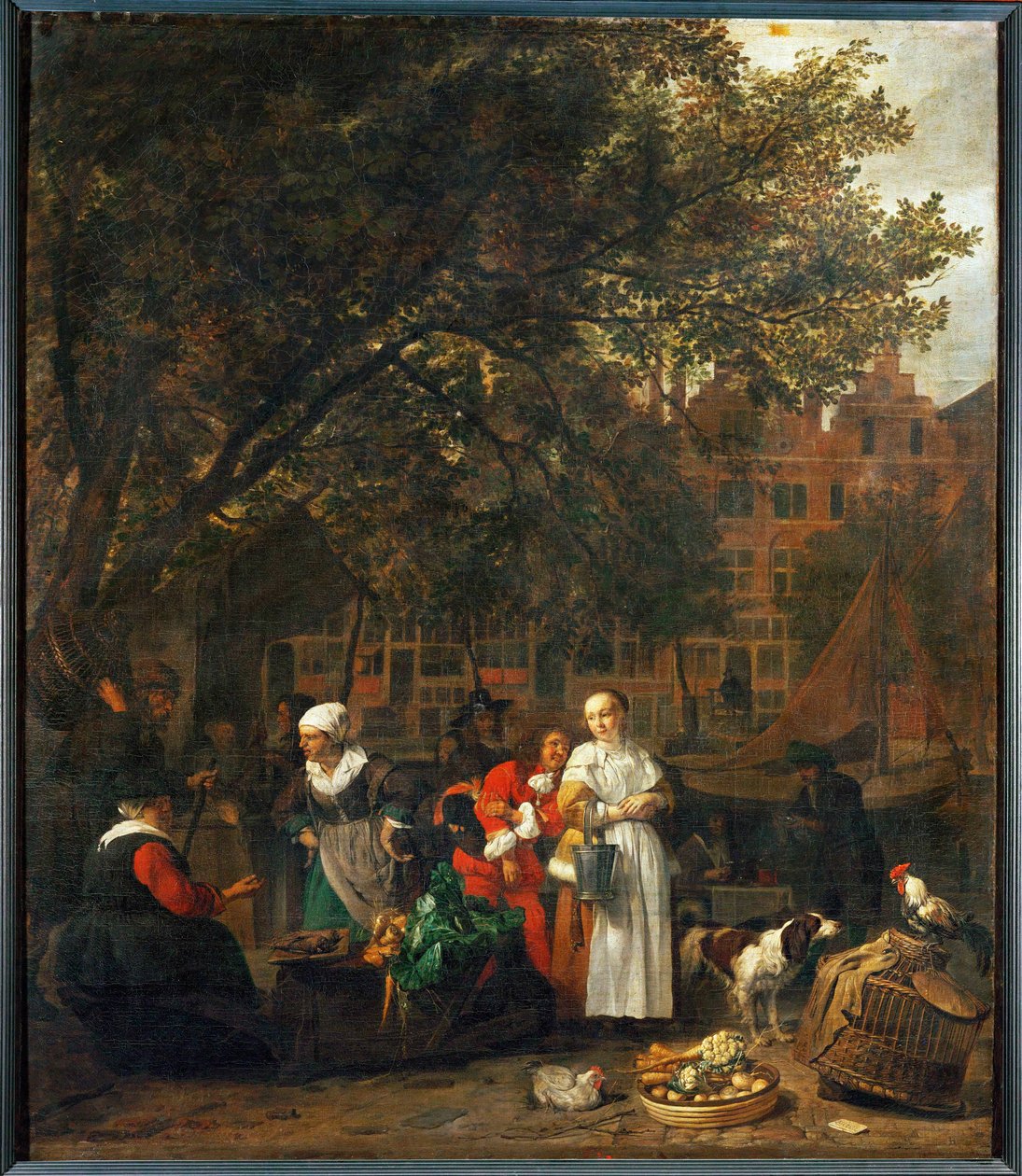 Zöldségpiac Amszterdamban, Hollandia ... alkotó: Gabriel (attr. to) Metsu