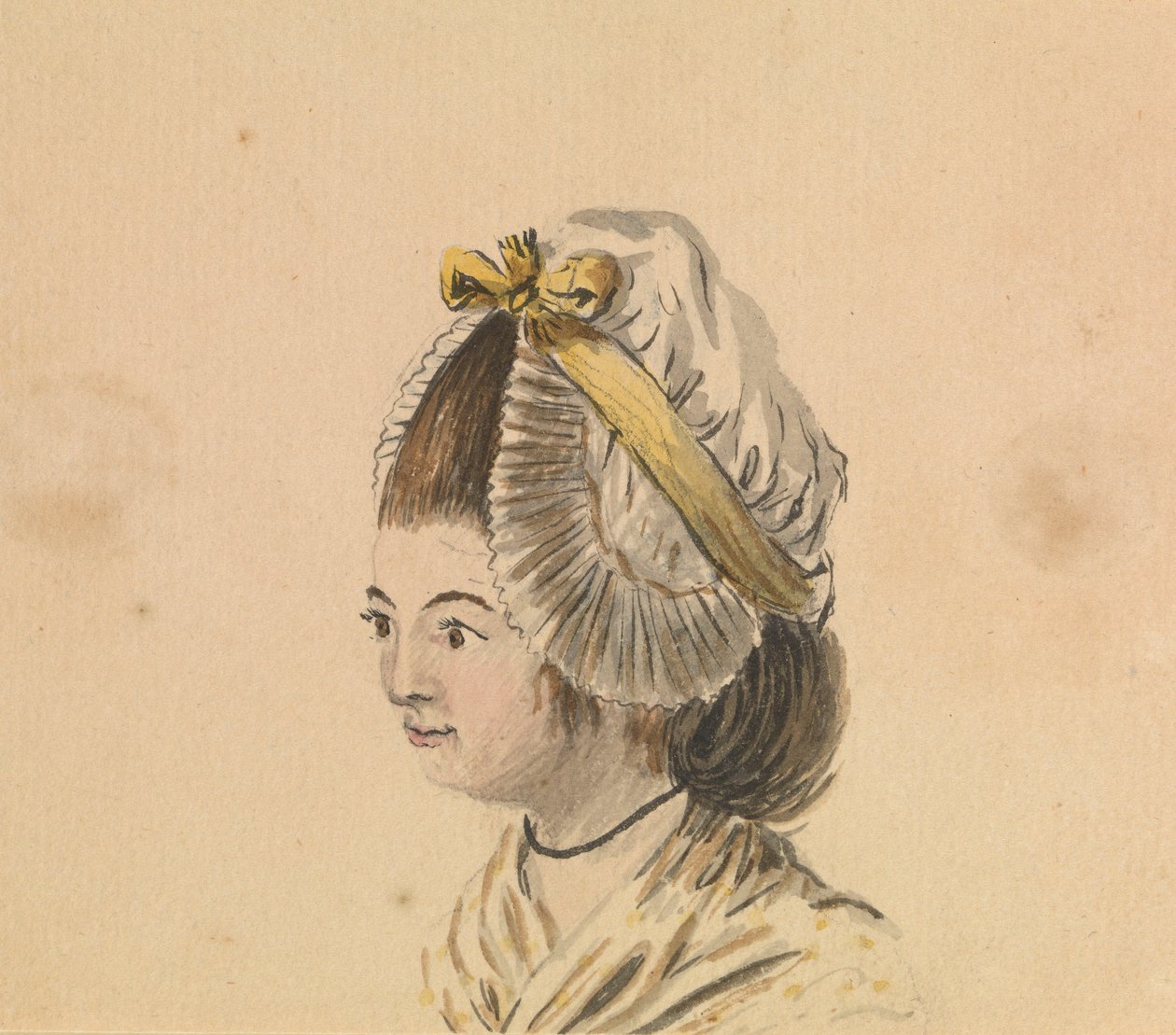 Női fej fodros sapkában, 1774 körül (akvarell) alkotó: Gabriel Bray