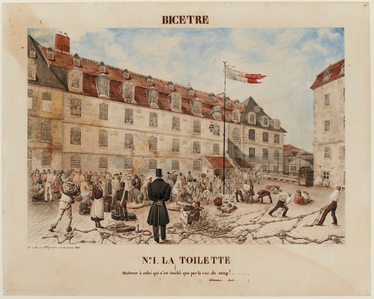 Francia: BICÊTRE. Nº1. A WC / Jaj annak, akit csak a vér látványa érint meg! ........ / ( JJ Rousseau. Émile. ). alkotó: Gabriel Cloquemin
