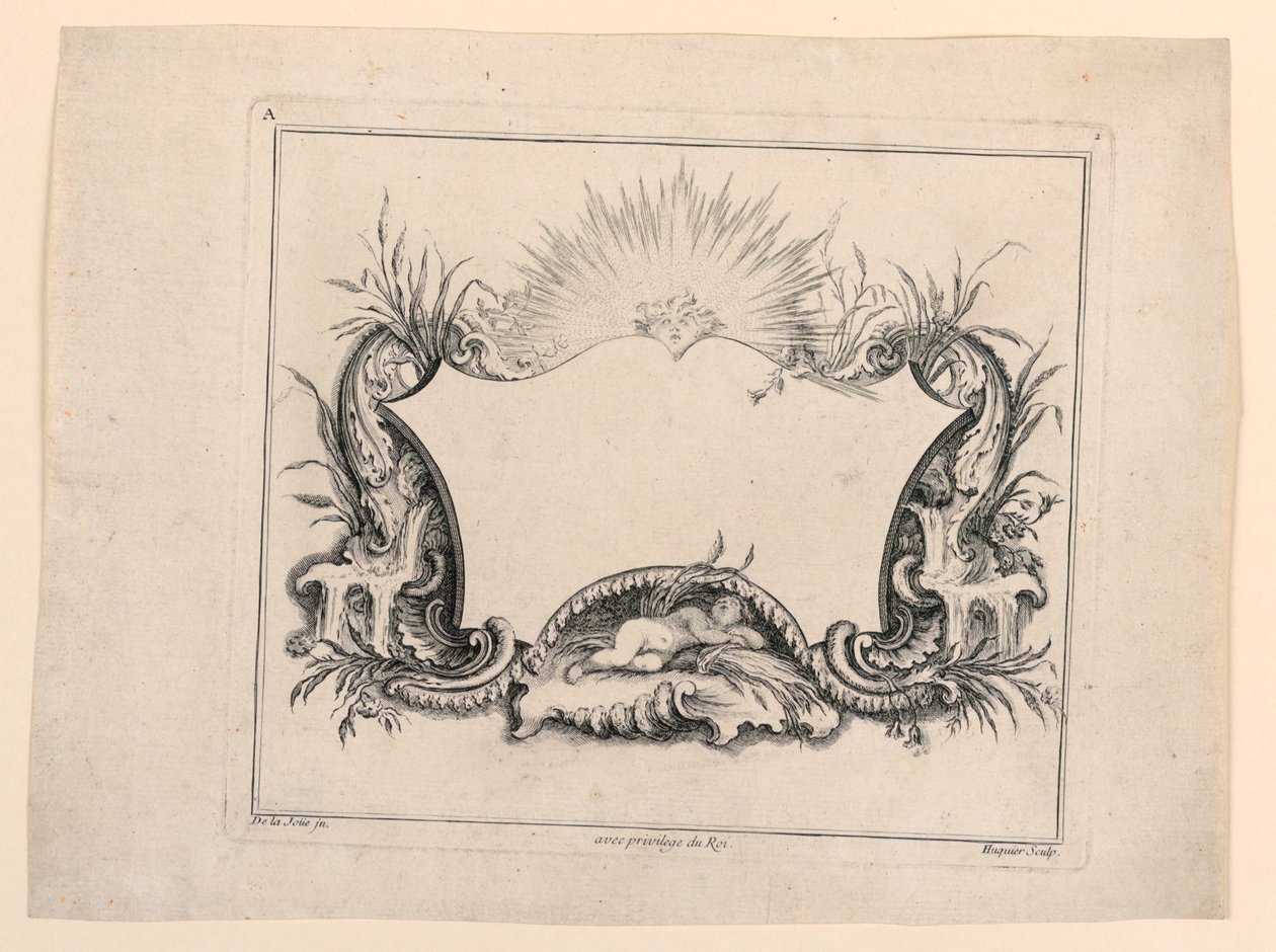 Escutcheon, a "Recueil Nouveau de Differens Cartouche"-ból alkotó: Gabriel Huquier