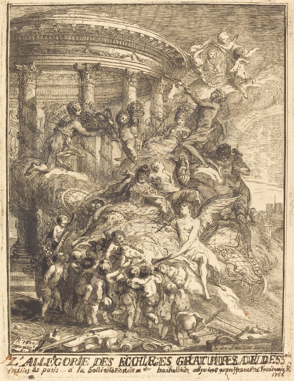 Párizs városa által a burgundi herceg születésekor kötött házasságok allegóriája alkotó: Gabriel Jacques de Saint Aubin