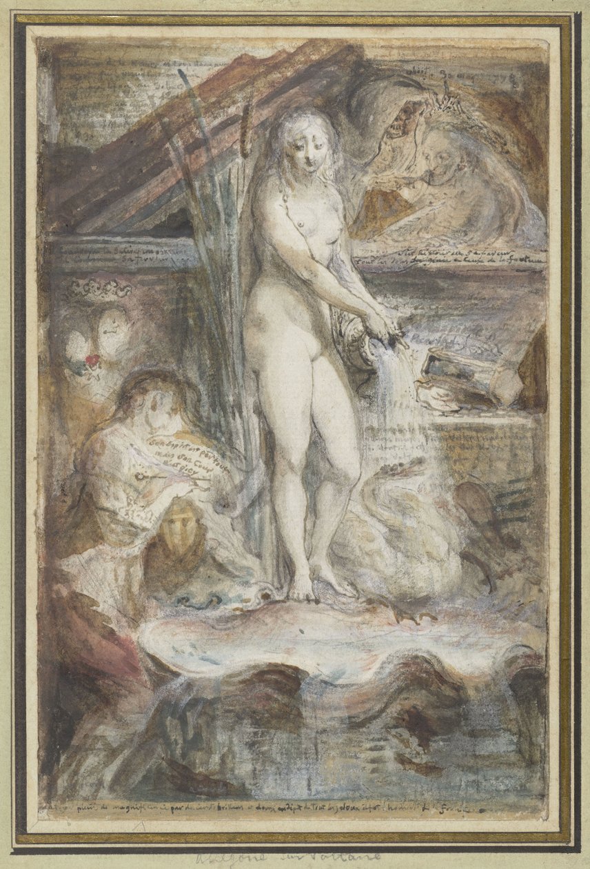 Voltaire halálának allegóriája alkotó: Gabriel Jacques de Saint Aubin