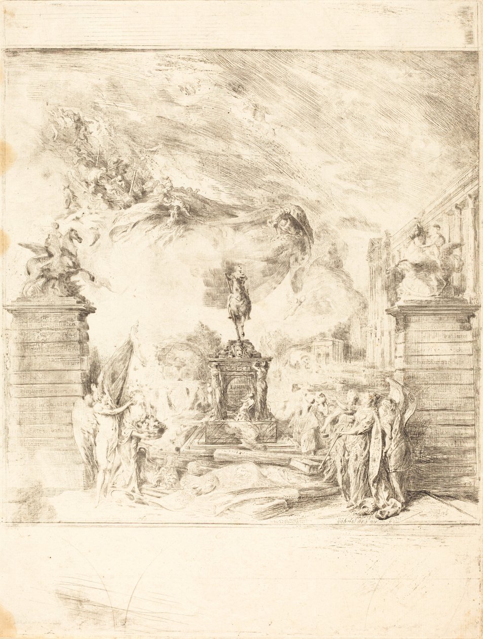 Allegória XV. Lajos szobrának felállításáról (Allegória egy alkotó: Gabriel Jacques de Saint Aubin