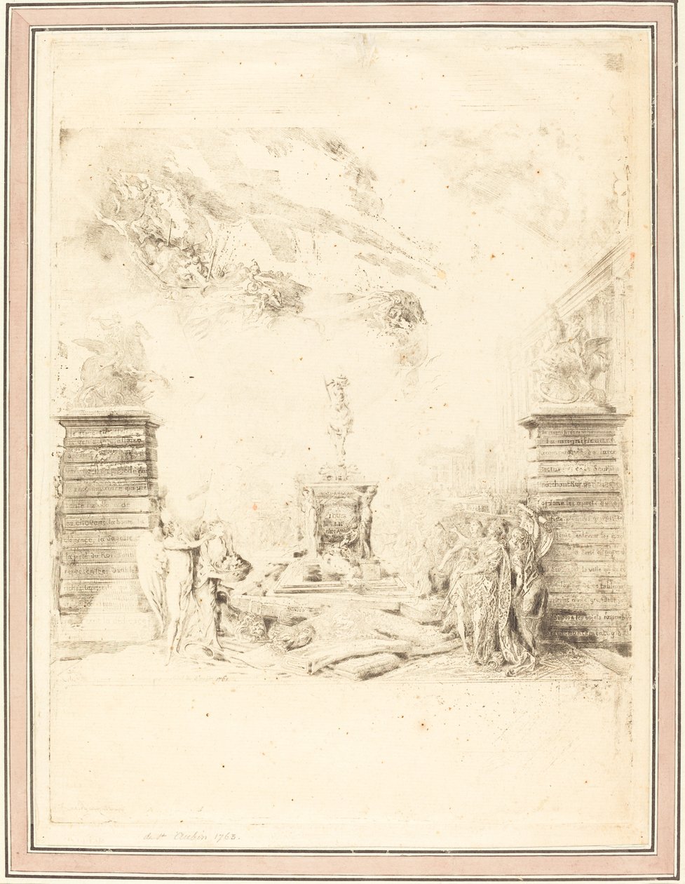 Allegória XV. Lajos szobrának felállításáról (Allegória egy alkotó: Gabriel Jacques de Saint Aubin