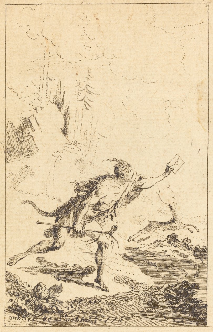 M. de Saint-Denis küldötte, M. de Belle-Isle, fogoly [balra] alkotó: Gabriel Jacques de Saint Aubin