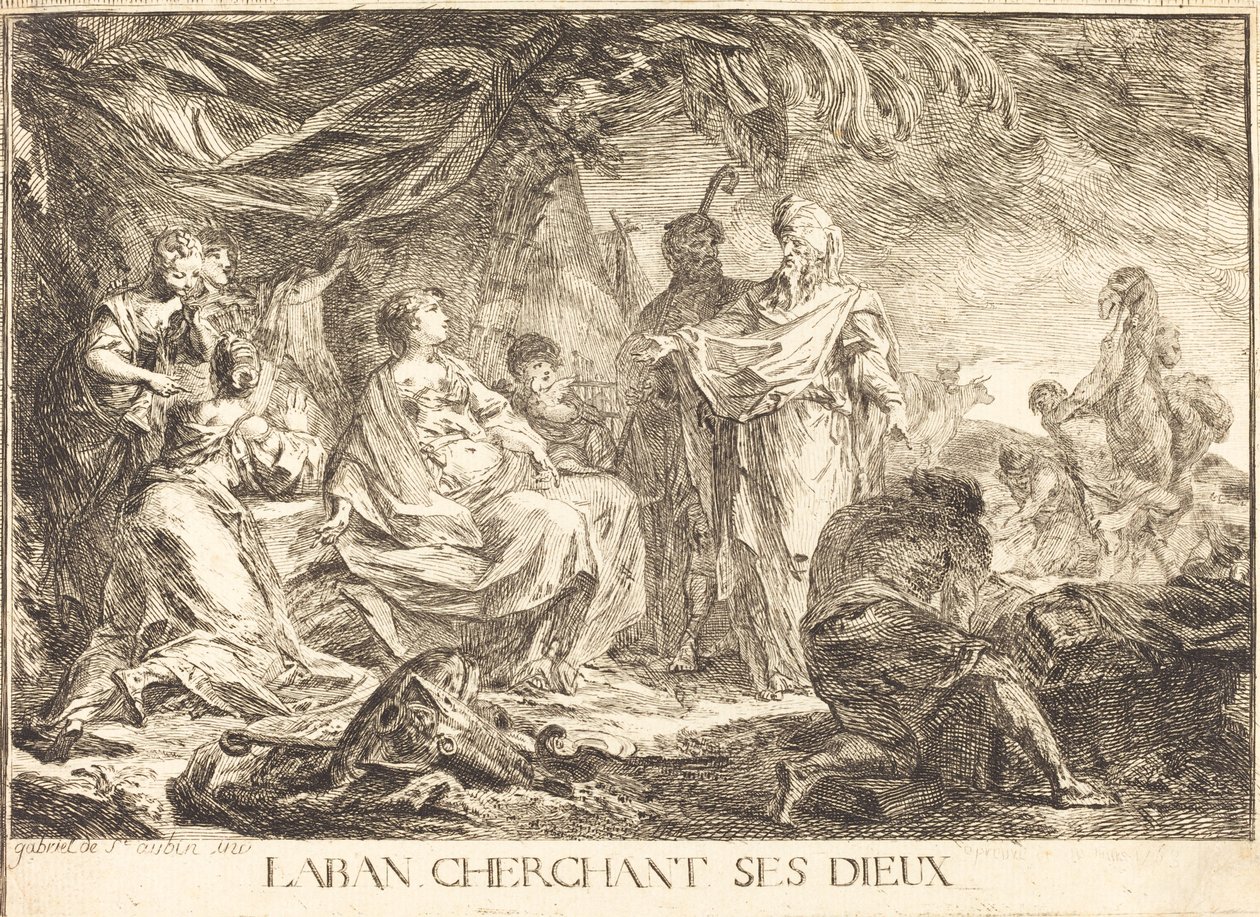 Lábán az isteneit keresi alkotó: Gabriel Jacques de Saint Aubin
