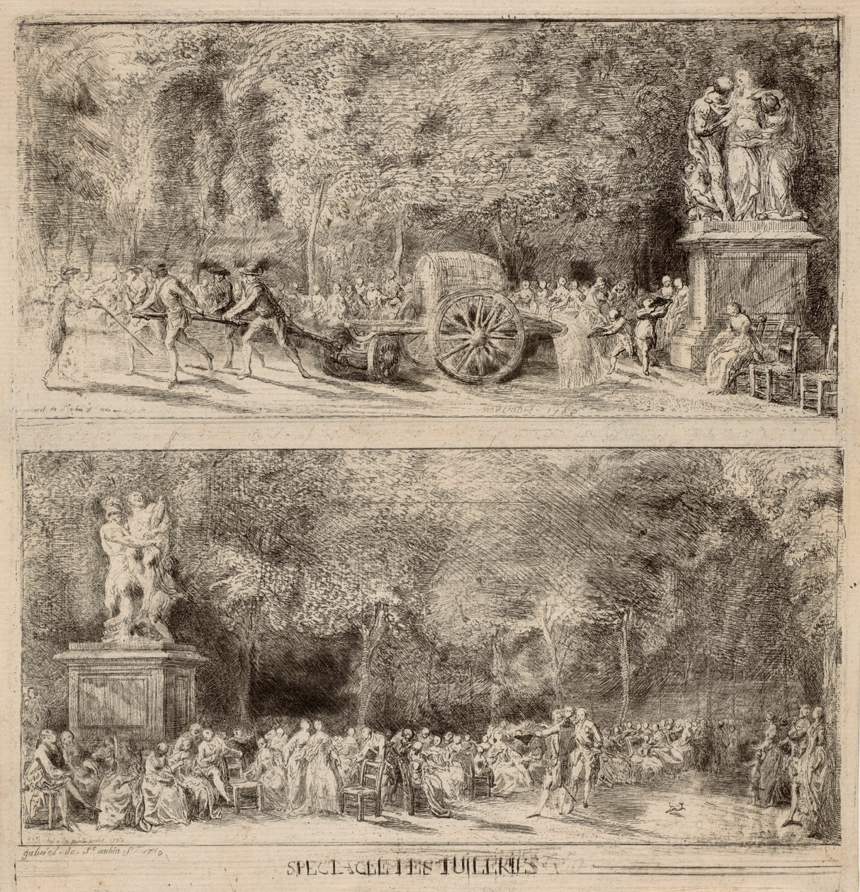 Jelenetek a Tuileriákból: A székek és a vizeskocsi alkotó: Gabriel Jacques de Saint Aubin