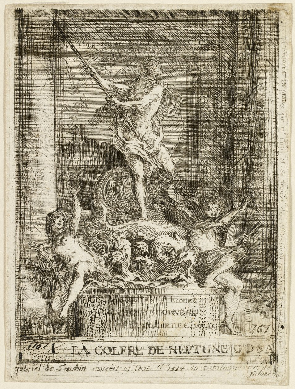 "A Neptunusz haragja" szökőkút alkotó: Gabriel Jacques de Saint Aubin