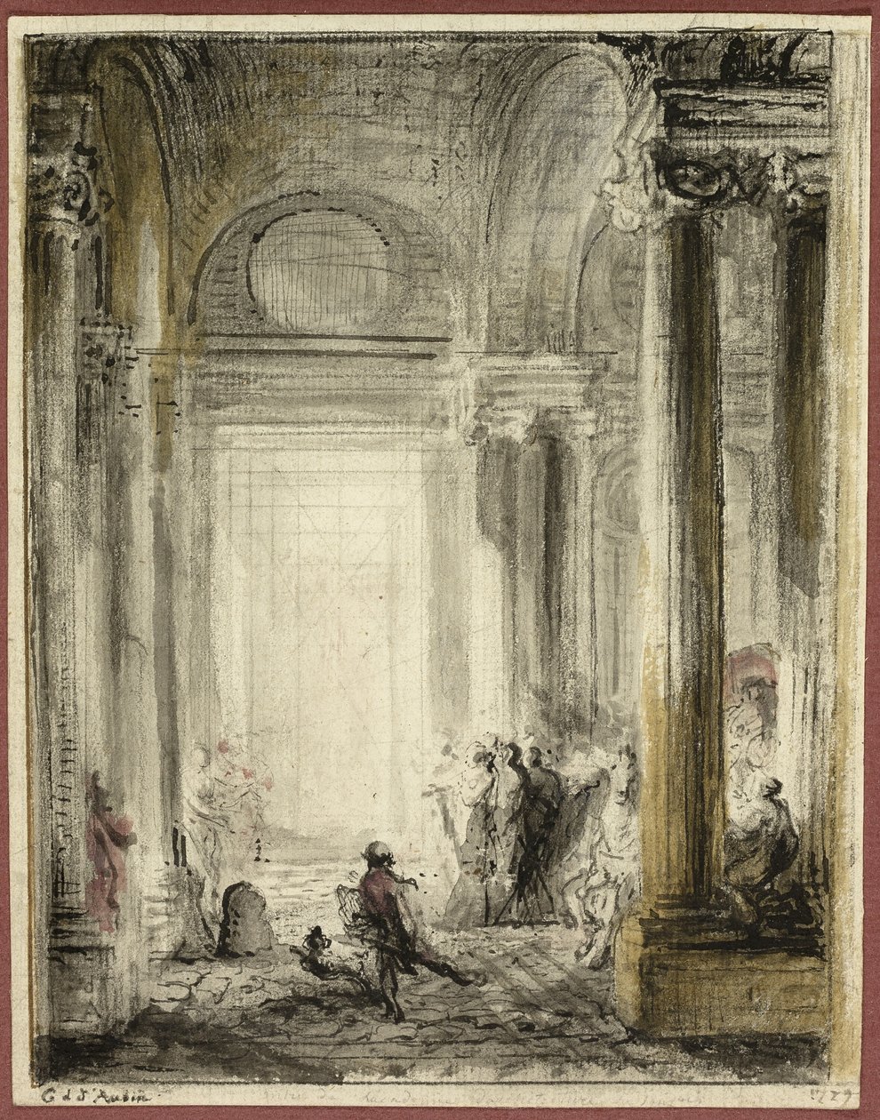 Az Építészeti Akadémia bejárata a Louvre-ban alkotó: Gabriel Jacques de Saint Aubin