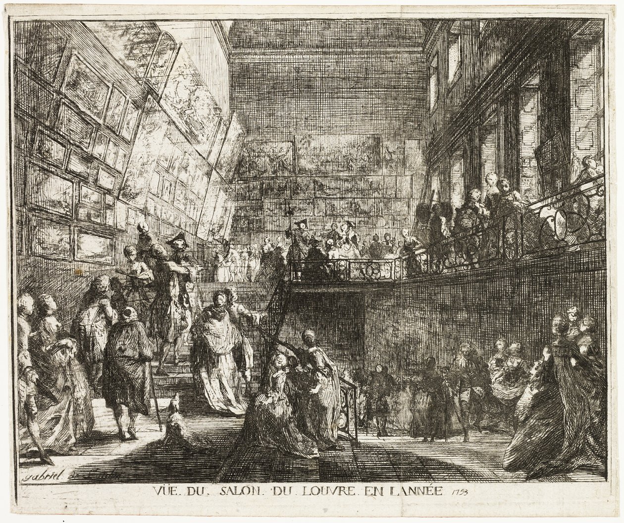 Kilátás a szalonra a Louvre-ban, 1753-ban alkotó: Gabriel Jacques de Saint Aubin