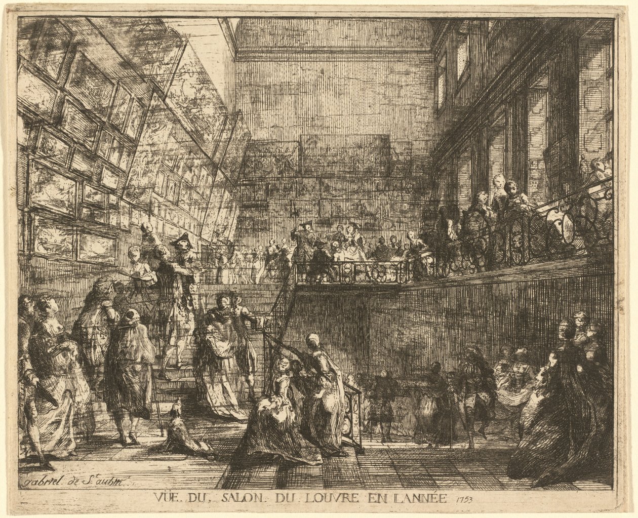 Kilátás a Salon du Louvre-ra, 1753-ban alkotó: Gabriel Jacques de Saint Aubin