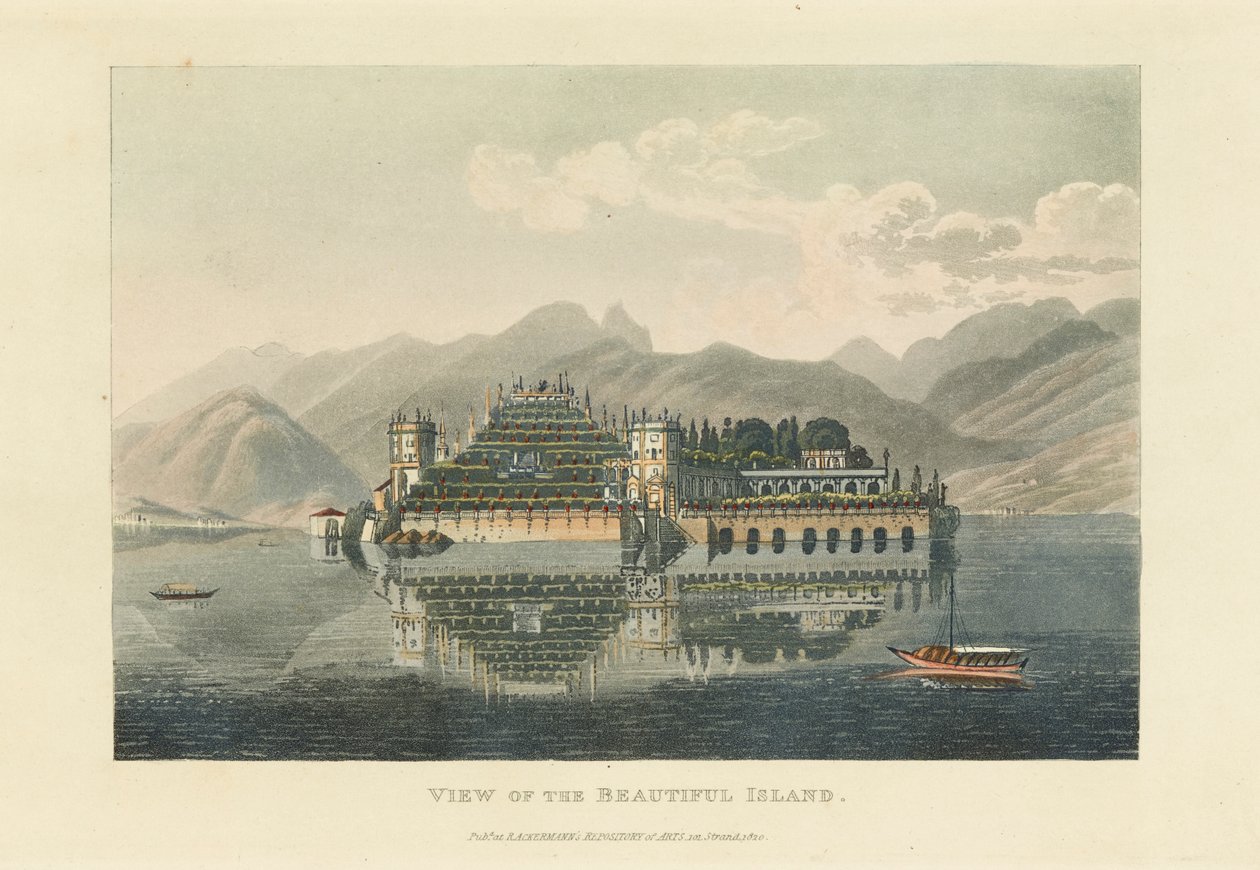 Kilátás a gyönyörű Isola Bella szigetre, Lago Maggiore, 1820 előtt. alkotó: Gabriel Ludwig Lory