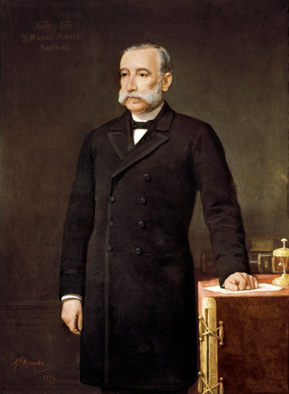 Manuel ALONSO MARTINEZ (1827-1891), spanyol ügyvéd és politikus, a Liberális Unió Pártja Madridi Képviselői Kongresszusának portréja.   Gabriel Maureta festménye (XIX. század). alkotó: Gabriel Maureta Aracil