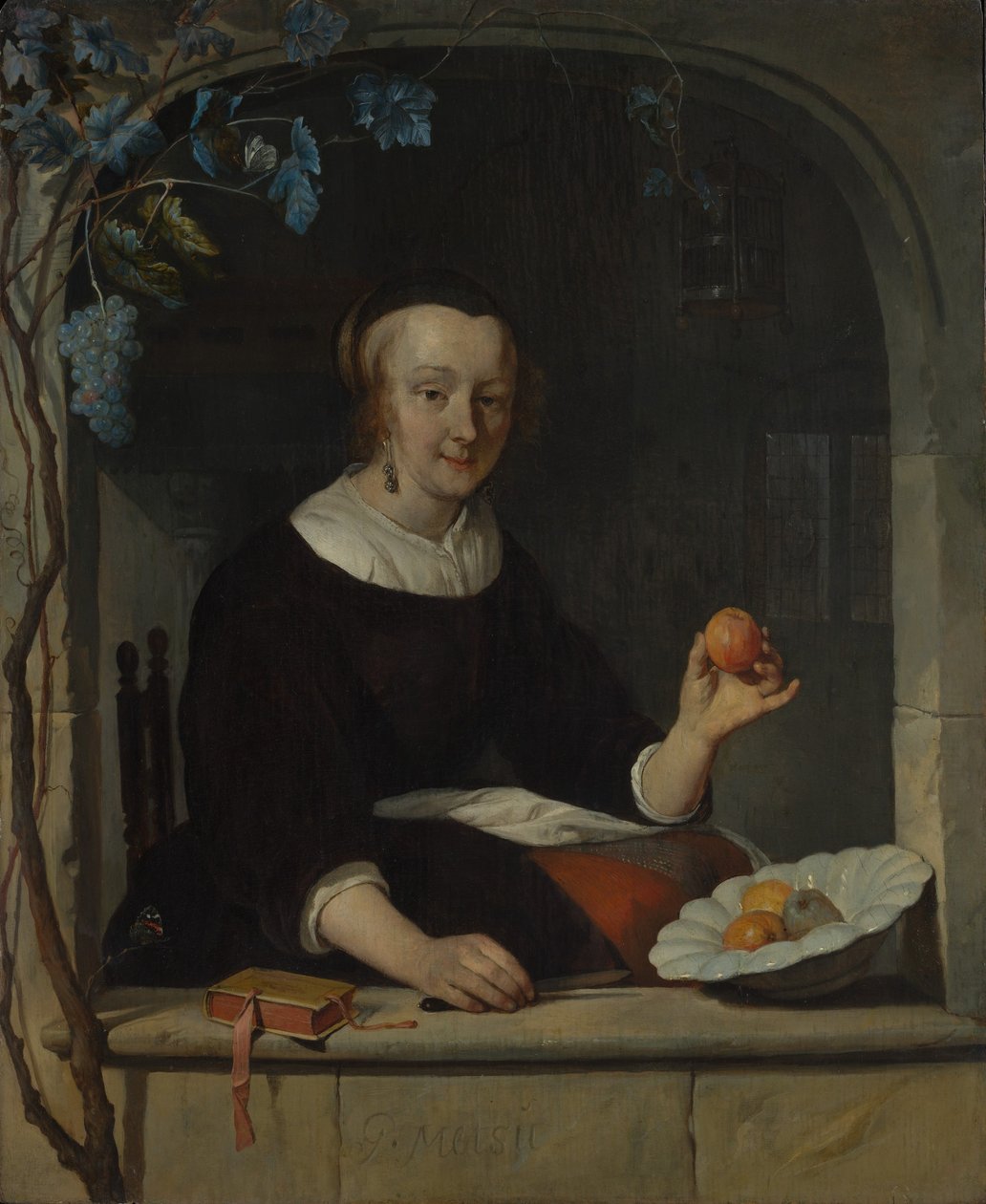 Egy nő ül az ablakban, 1660-as évek eleje. alkotó: Gabriel Metsu