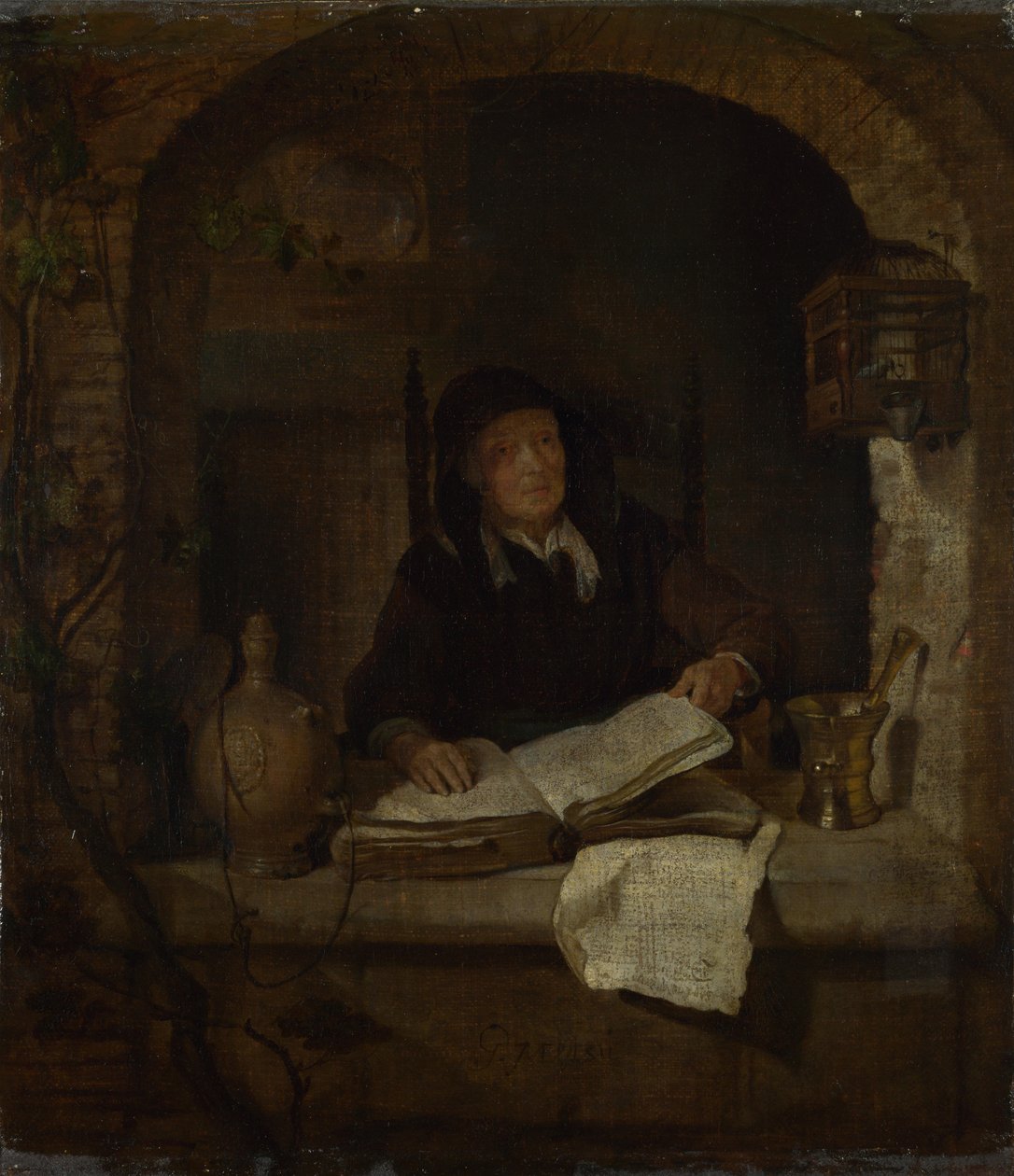 Egy öregasszony könyvvel, c. 1660 alkotó: Gabriel Metsu