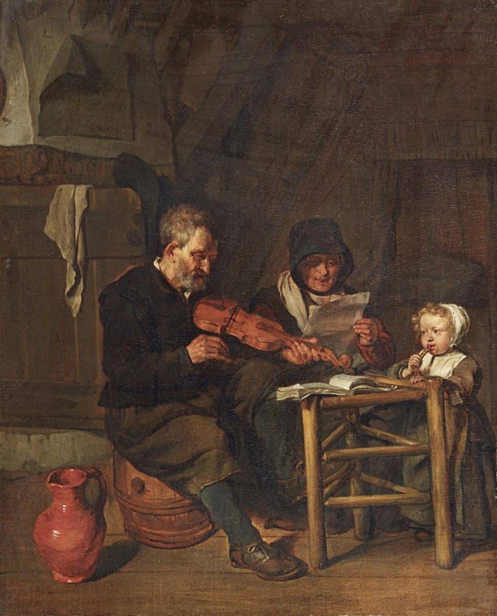Holland: Soo de oude songen, soo piepen de jongen Ahogy az öregek énekelnek, úgy fütyülnek a fiatalok. alkotó: Gabriel Metsu