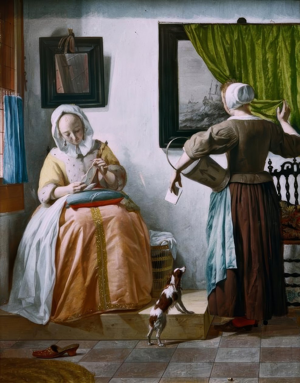 G.Metsu, levelet olvasó hölgy és szobalány alkotó: Gabriel Metsu