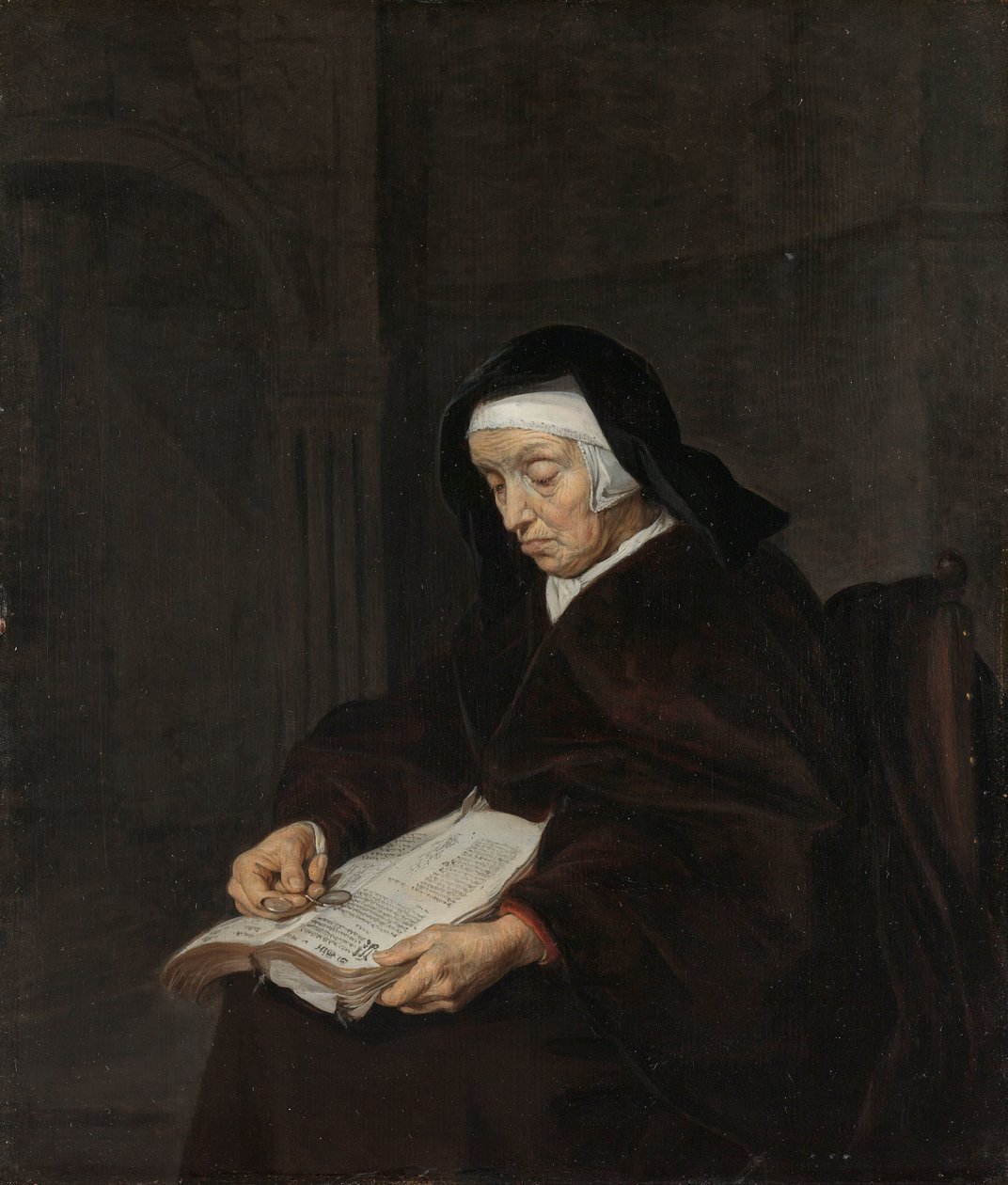 Meditáló öregasszony alkotó: Gabriel Metsu