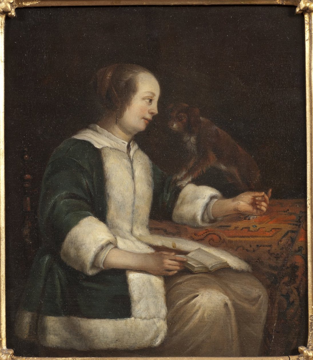 Hölgy portréja kutyával alkotó: Gabriel Metsu