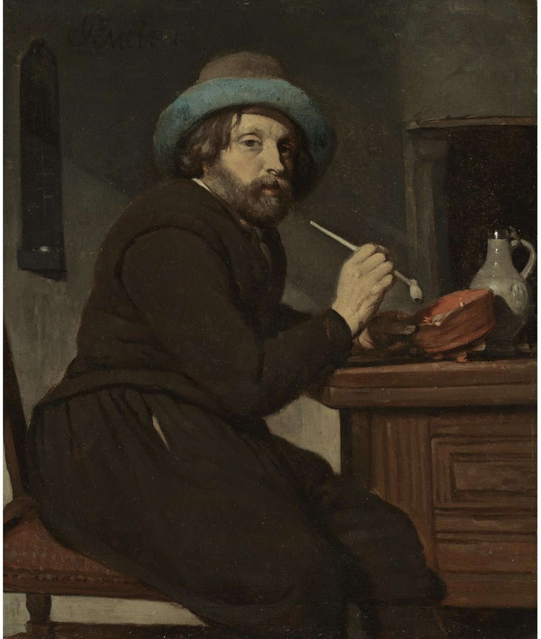 Dohányzó egy asztalnál ülve alkotó: Gabriel Metsu