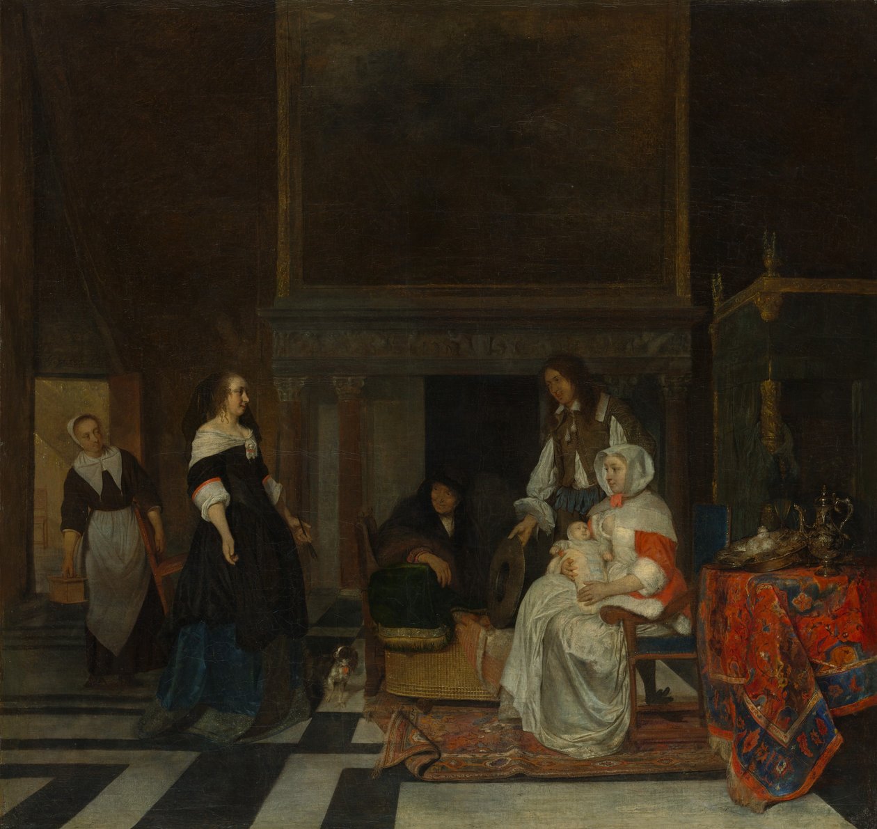 Az óvodalátogatás, 1661. alkotó: Gabriel Metsu