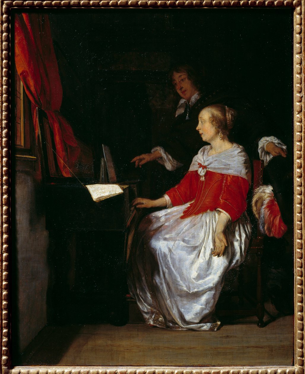 Virginal előadása. Gabriel Metsu (1629-1667) festménye, ec. holl. alkotó: Gabriel Metsu