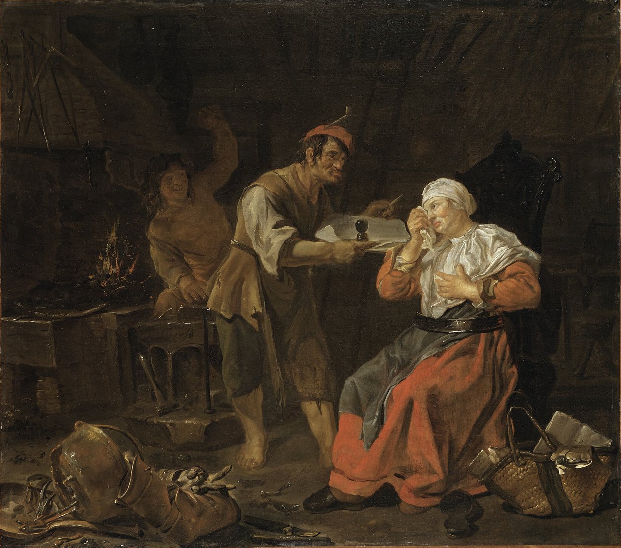 Síró nő egy kovácsműhelyben alkotó: Gabriel Metsu