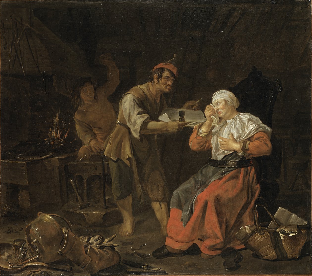 Síró nő a kovácsműhelyben, 1650 körül alkotó: Gabriel Metsu