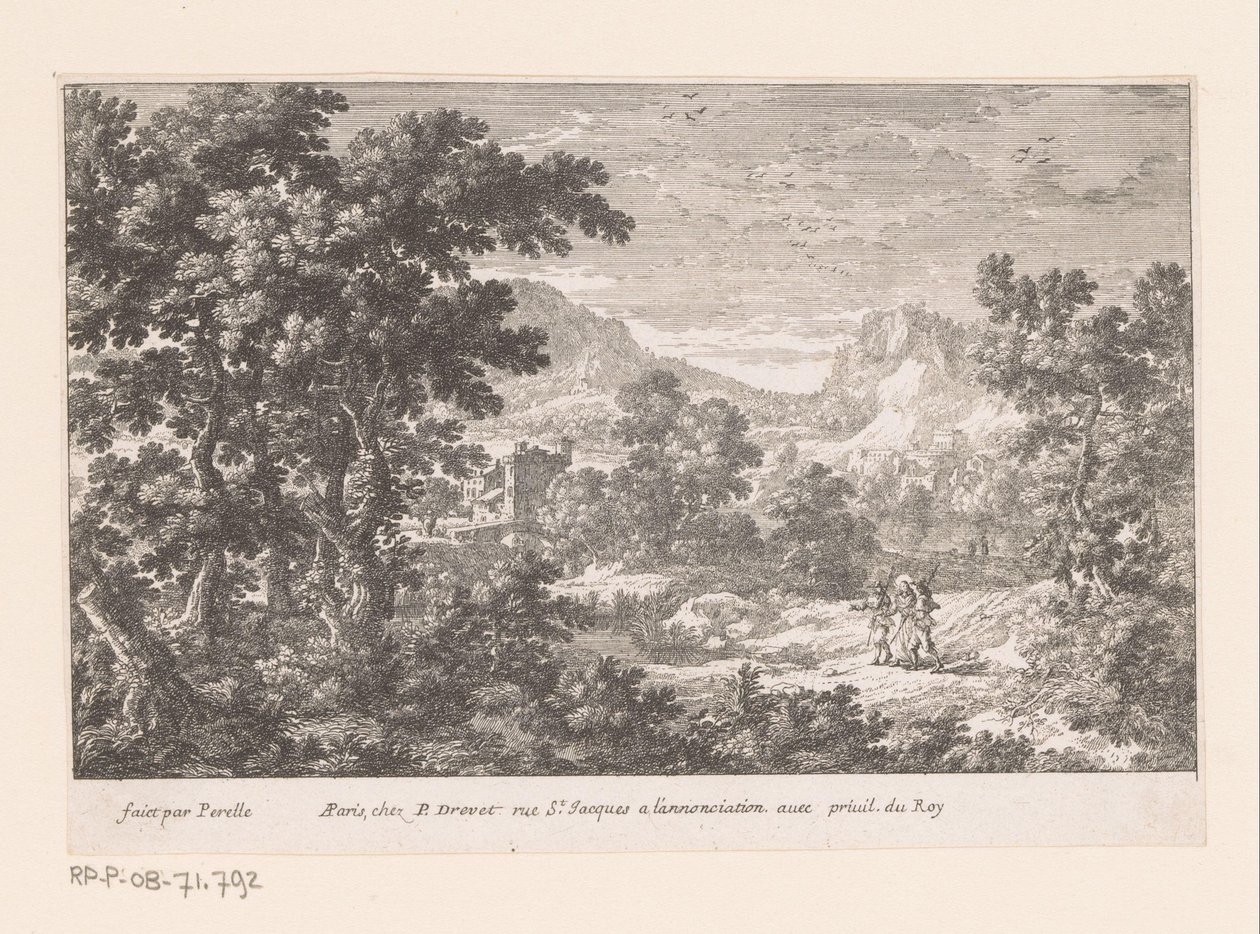 Krisztus és az Emmaus Tájképek bibliai jelenetekkel (sorozat címe) alkotó: Gabriel Perelle