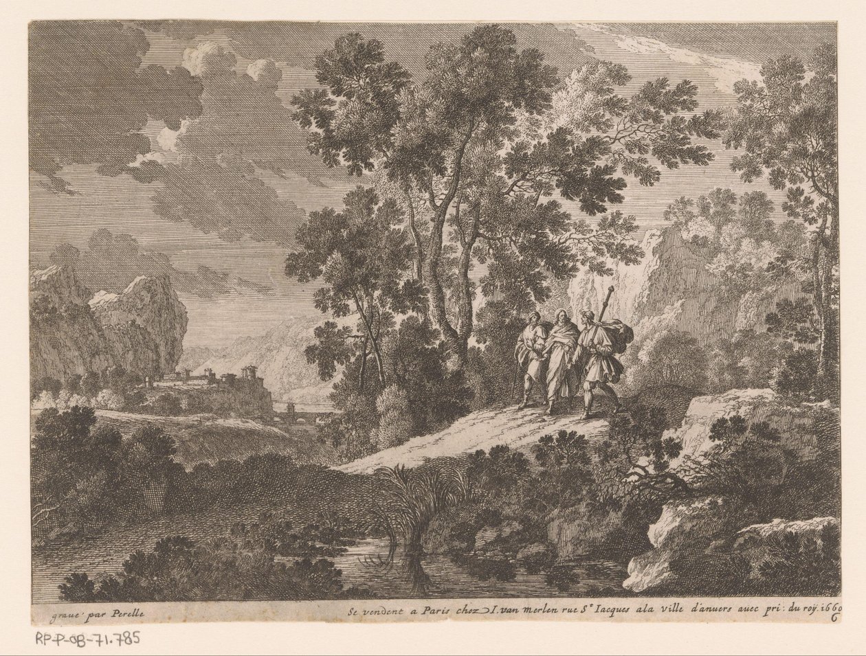Krisztus és az Emmaus Tájképek Krisztus életének jeleneteivel (sorozat címe) alkotó: Gabriel Perelle