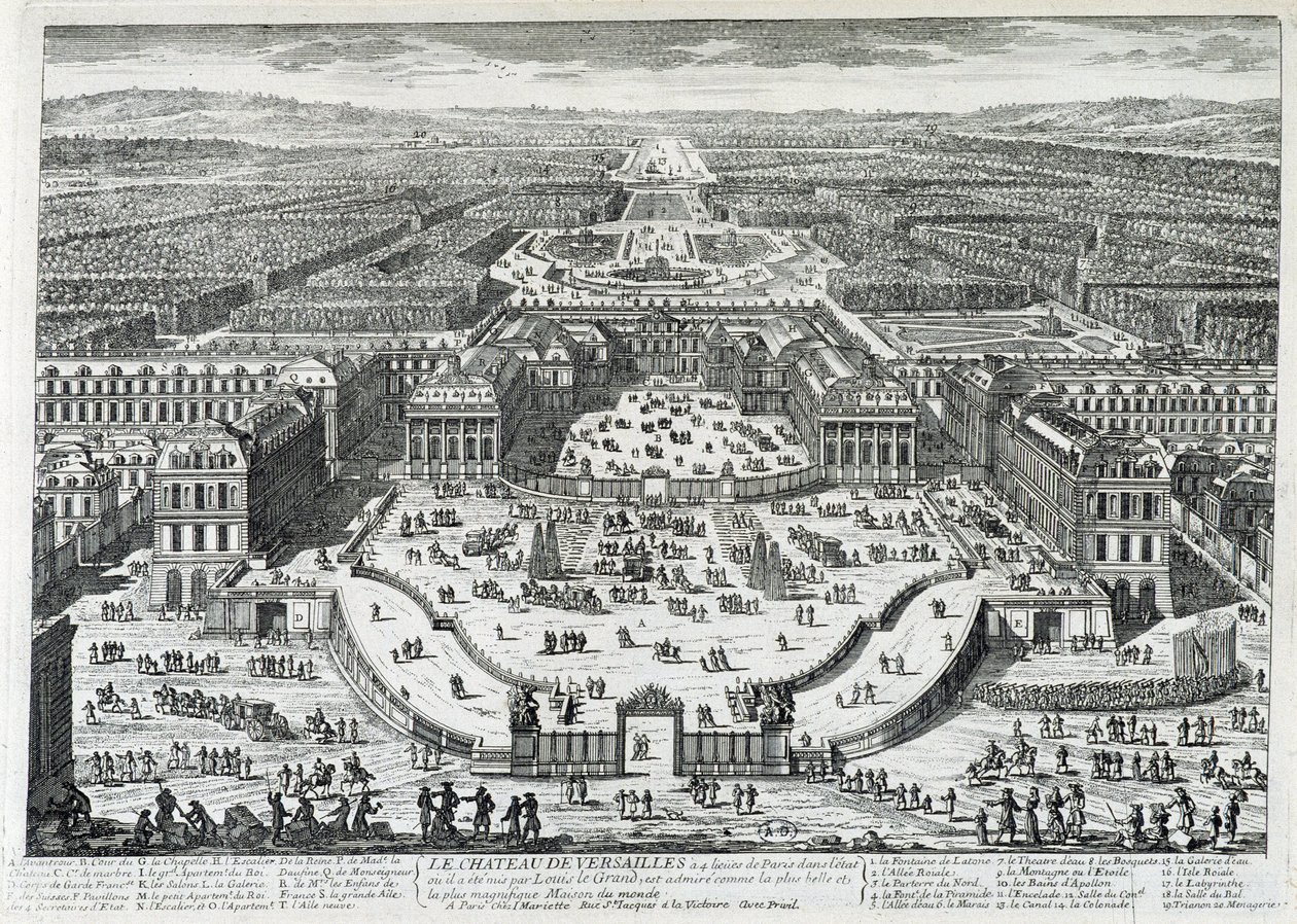 Kilátás a Versailles-i kastély díszudvarára – Perelle, 17. század vége alkotó: Gabriel Perelle
