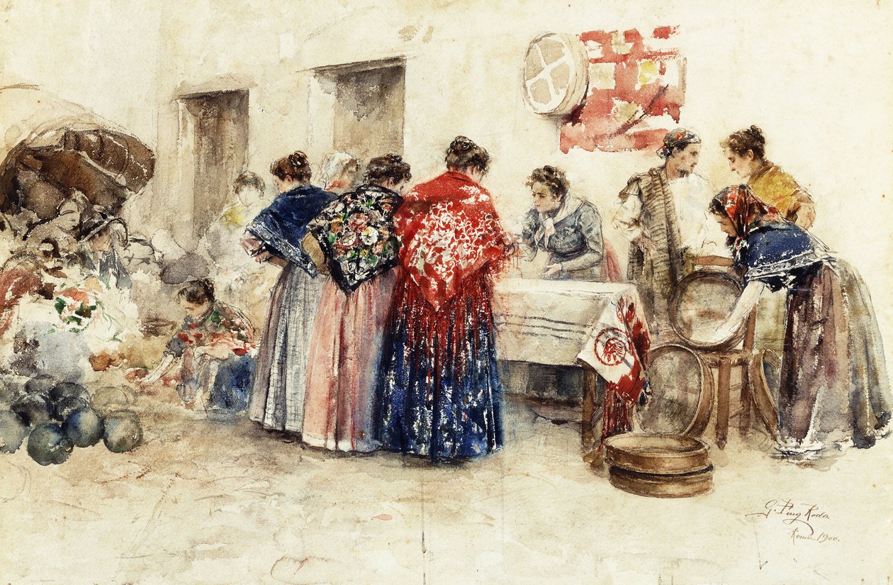 A piacon, 1900 alkotó: Gabriel Puig Roda