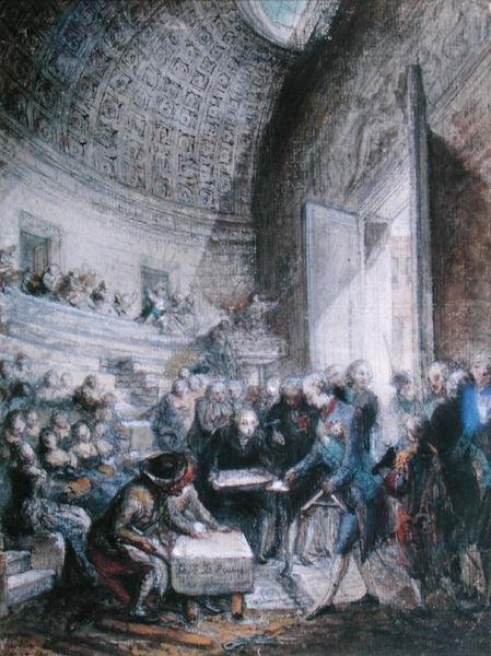 XVI. Lajos (1754-93) A Királyi Sebészeti Akadémia első kövének lerakása alkotó: Gabriel de Saint Aubin