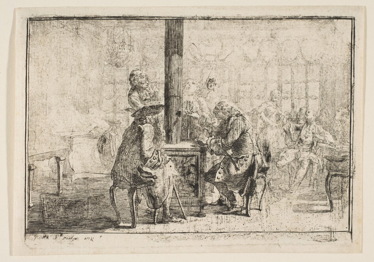 A Nouvellistes, 1752. alkotó: Gabriel de Saint Aubin