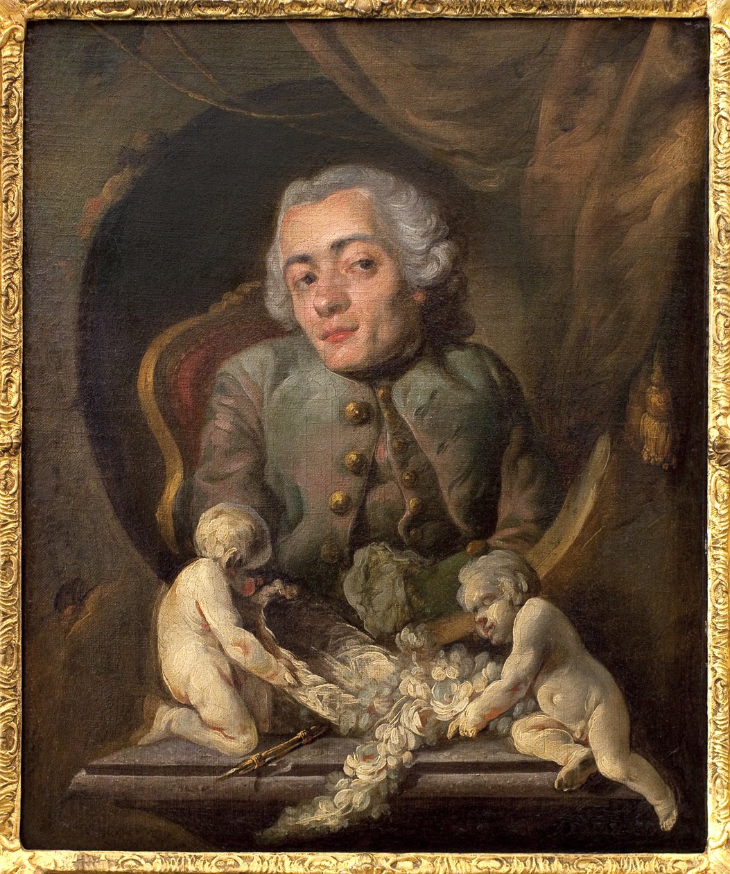 Egy púpos művész portréja. Gabriel Jacques de Saint Aubin (1724-1780) festménye, olaj, vászon. 18. századi francia művészet. Rouen Szépművészeti Múzeum. alkotó: Gabriel de Saint Aubin