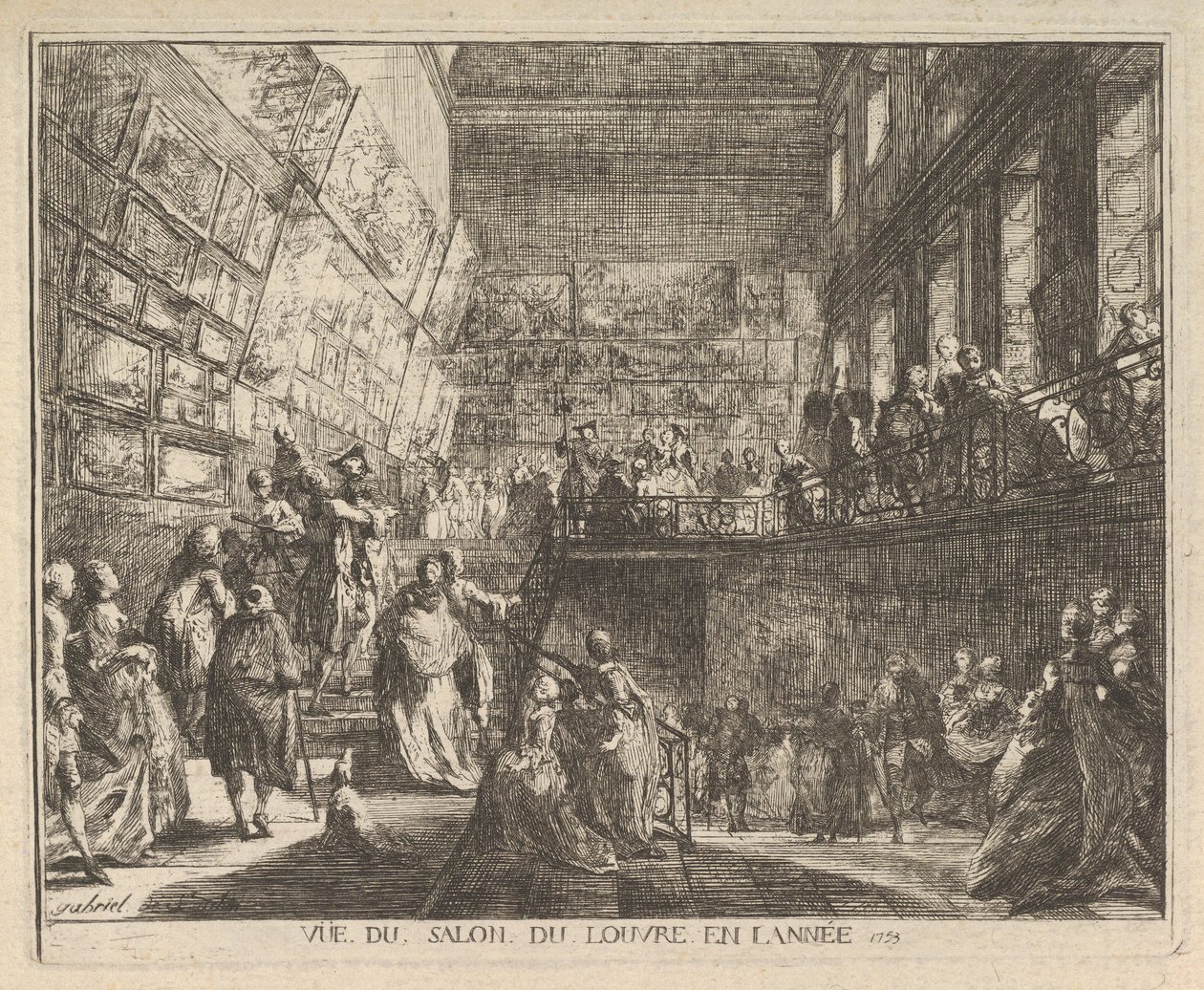 A Salon du Louvre kilátása 1753-ban, 1753-ban. alkotó: Gabriel de Saint Aubin