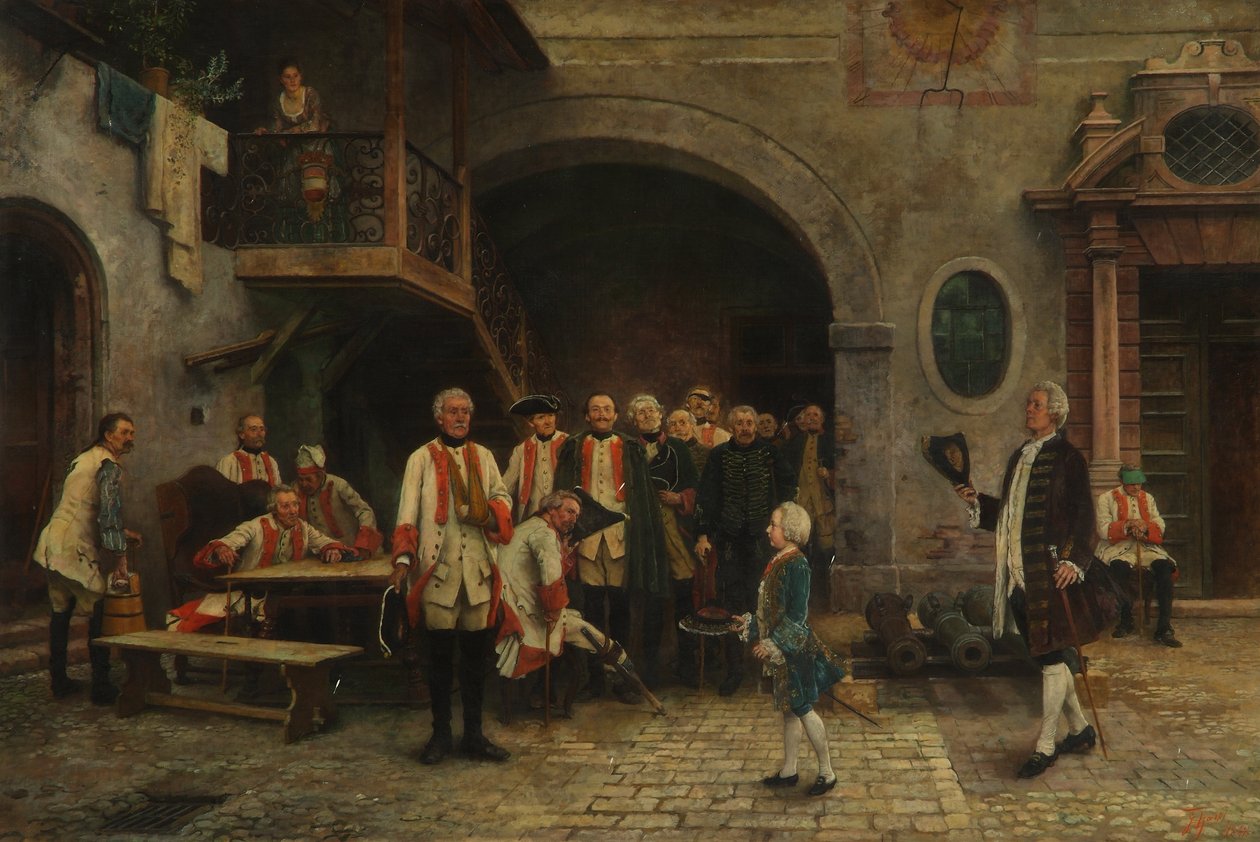 József császár, mint rokkant fiú Bécsben alkotó: Gabriel von Hackl