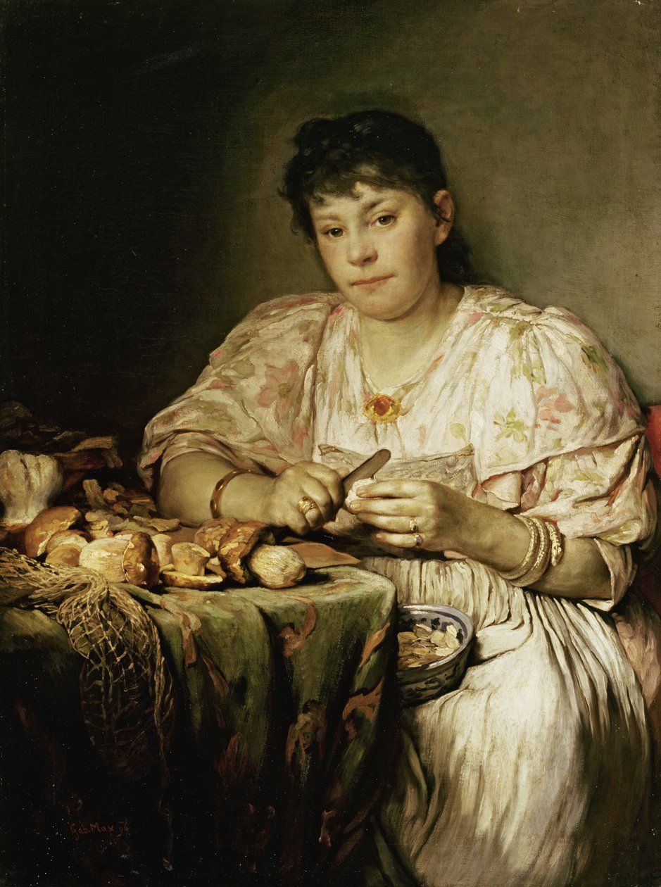 Ernestine von Max, a művész felesége gombát pucol alkotó: Gabriel von Max