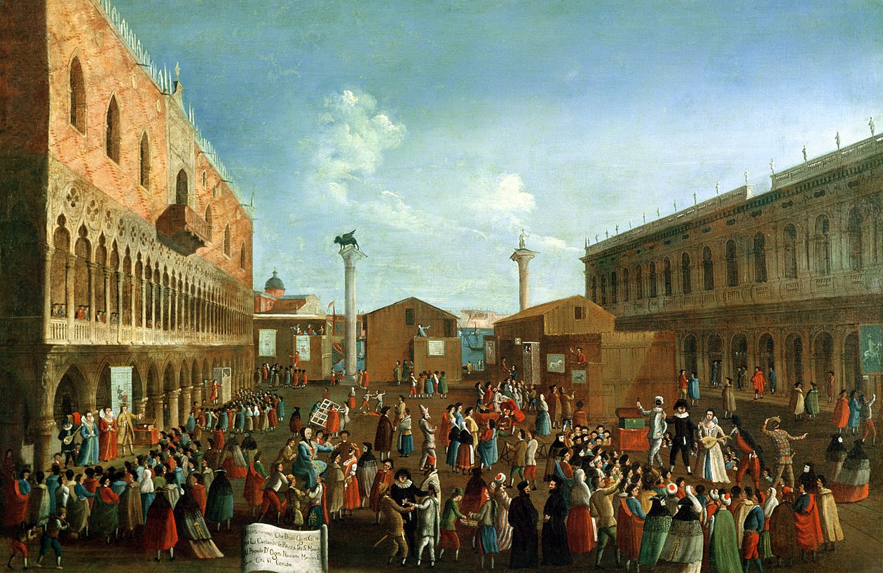 Charlatans a Piazzetta San Marco-n, Velencében alkotó: Gabriele Bella