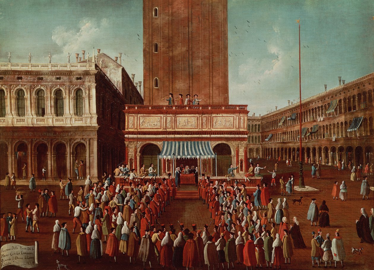 Nyilvános lottó a Loggettában, a Piazza San Marco-n, Velencében alkotó: Gabriele Bella