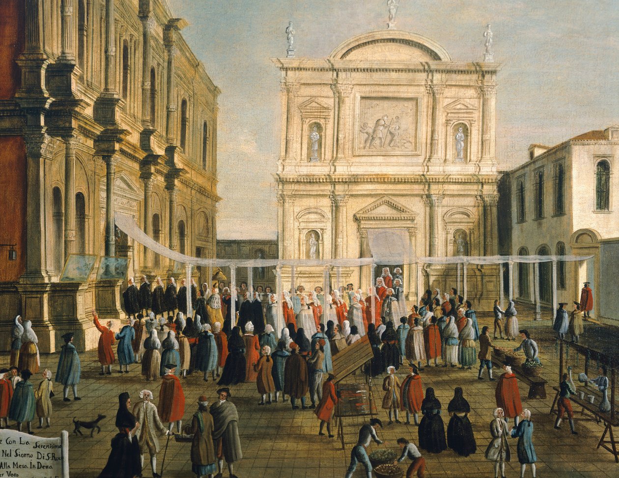 Dózsa és urak a San Rocco templomban szent napon, Gabriel Bella (1730-1799) Olaj, vászon, 92,5x145,5 cm, Részlet alkotó: Gabriele Bella