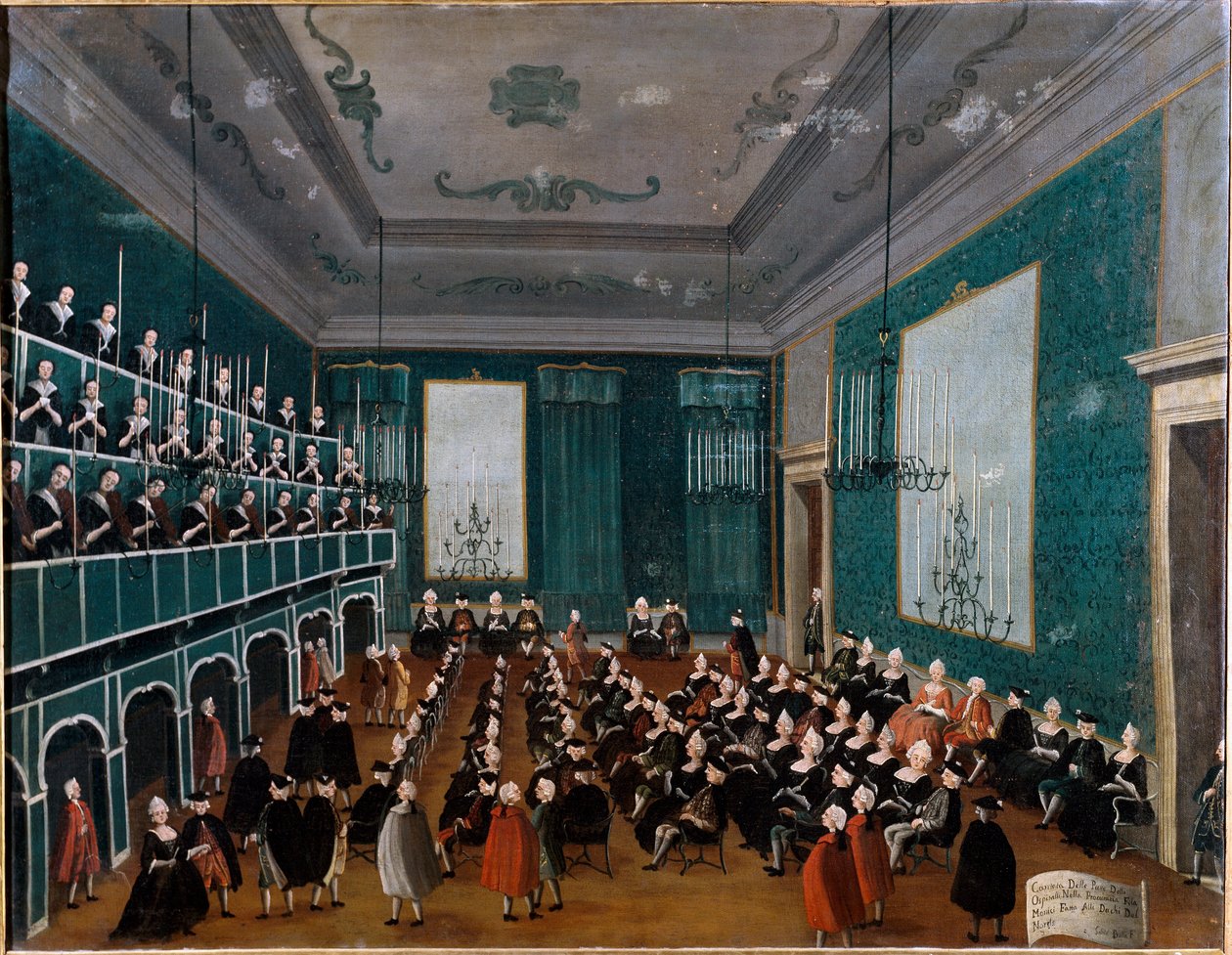 Az árvák Ospitali csoportjának cantata delle putte velencei kórházakban gyűjtött, és Antonio Vivaldi idejében kórusokba tartozott. Gabriel Bella (1730-1799) festménye: 18. századi Palazzo Querini Stampalia Velence alkotó: Gabriele Bella