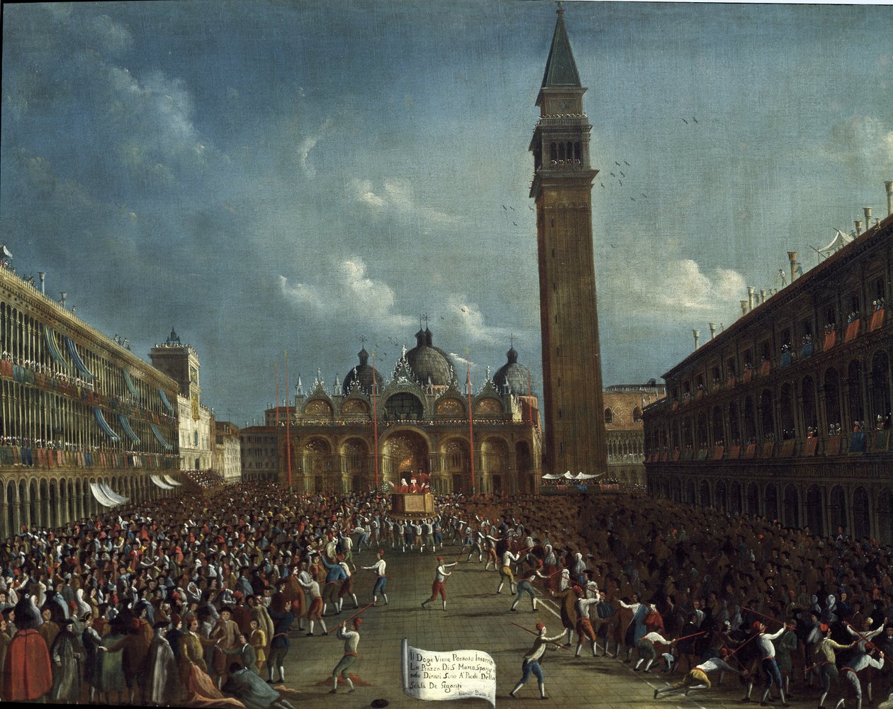 Dózsa felvonulás és pénzosztás a polgároknak a Szent Márk téren - Gabriele Bella (kb. 1730-1799) festménye. Velence, Querini Stampal Alapítvány alkotó: Gabriele Bella
