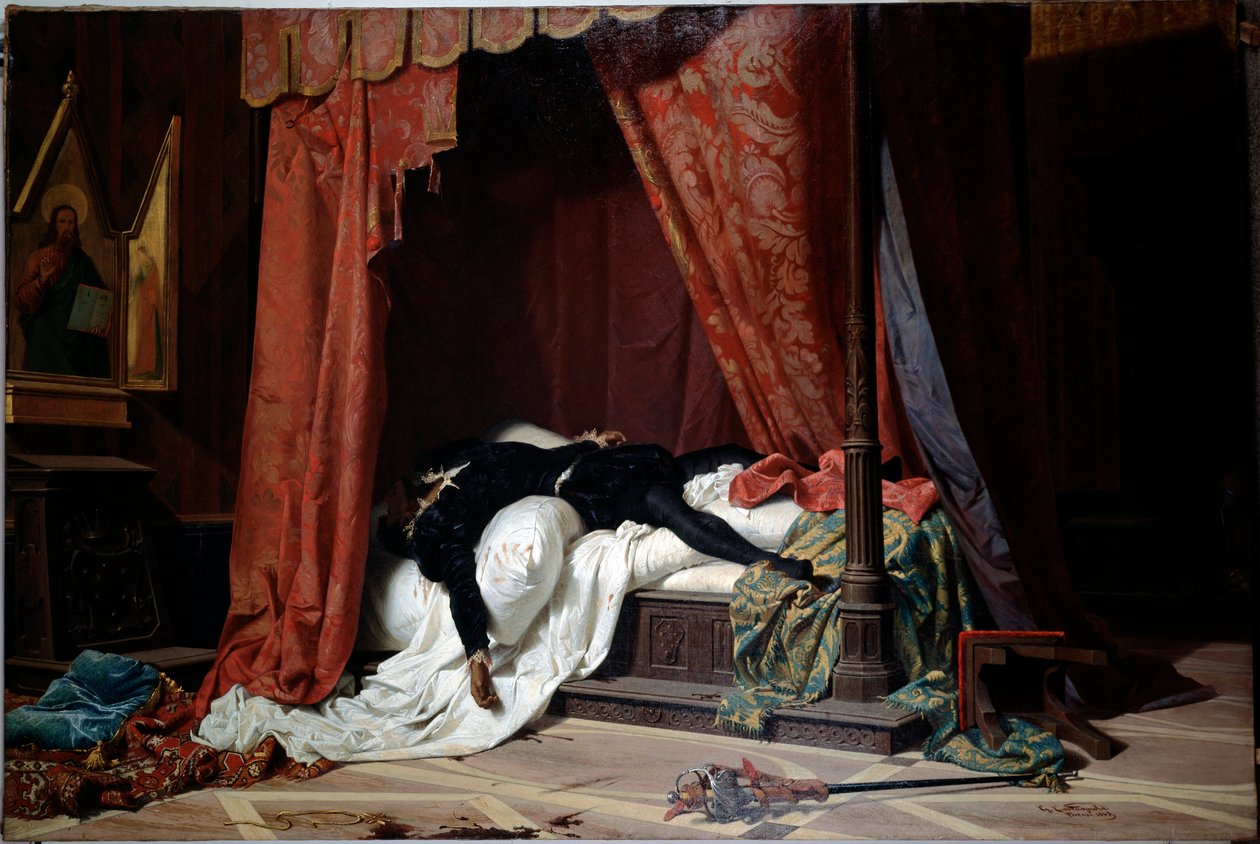 Firenze hercegének halála, Alessandro de Medici (olaj, vászon, 1865 körül) alkotó: Gabriele Castagnola