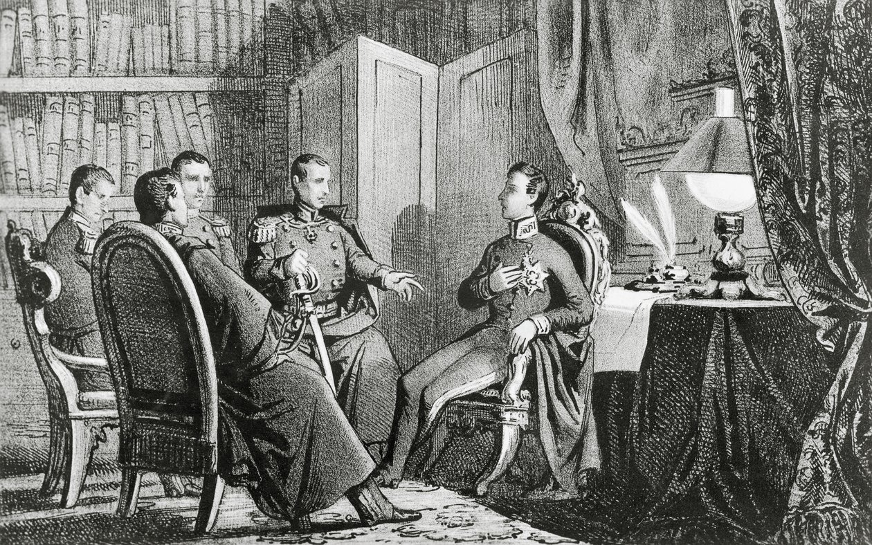 Károly Albert carignanói herceg (1798-1849) támogatását ígéri a liberális összeesküvőknek, március 6. alkotó: Gabriele Castagnola