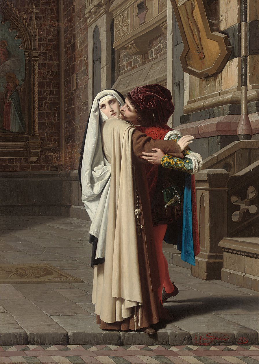 Fra Filippo Lippi és Lucrezia Buti ölelése, 1871 alkotó: Gabriele Castagnola