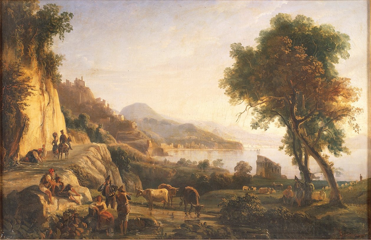 Olaszország, út Amalfi felé a Cetara-torony közelében (olaj, vászon) alkotó: Gabriele Smargiassi