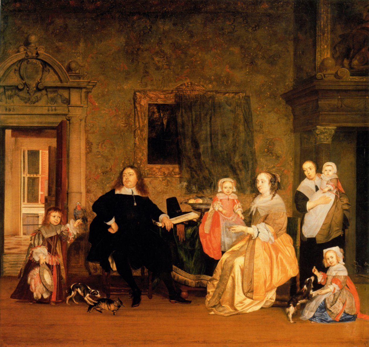 Jan Jacobsz Hinlopen és családja portréja alkotó: Gabriel Metsu