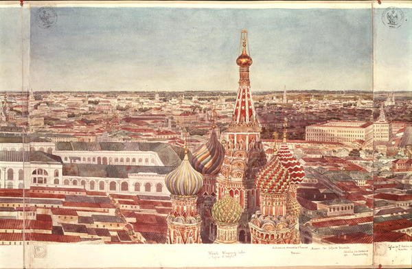 Moszkvai panoráma a Szent Bazil-székesegyházzal, 1819 (wc, papír) (lásd 170139-170146) alkotó: Gadolle